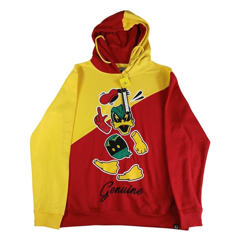 Colorblock Genuine Article Hoodie Mens XL Angry Duck Red Yellow Paperink